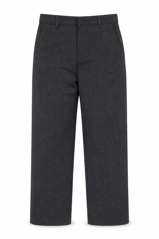 Front view of George boys’ grey polyester dress pants trousers, size 8-9, years regular zip