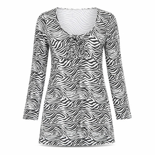 Wednesdays Girl Womens White Animal Print Polyester A-Line Size M Scoop Neck Pullover