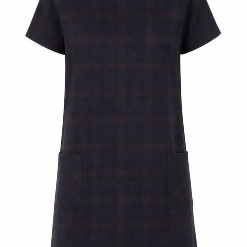 New Look Womens Blue Plaid Polyester T-Shirt Dress Size 12 Round Neck Pullover