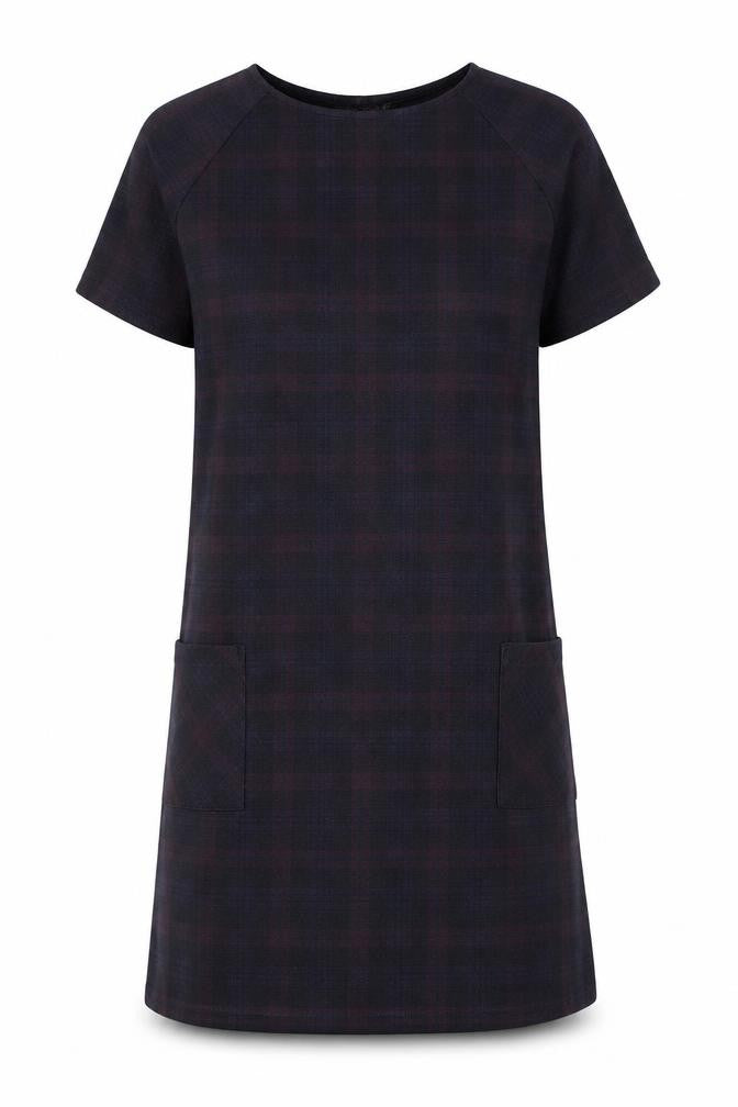 New Look Womens Blue Plaid Polyester T-Shirt Dress Size 12 Round Neck Pullover