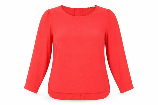 Front view of George women’s red polyester basic button-up, size UK 14, scoop neck