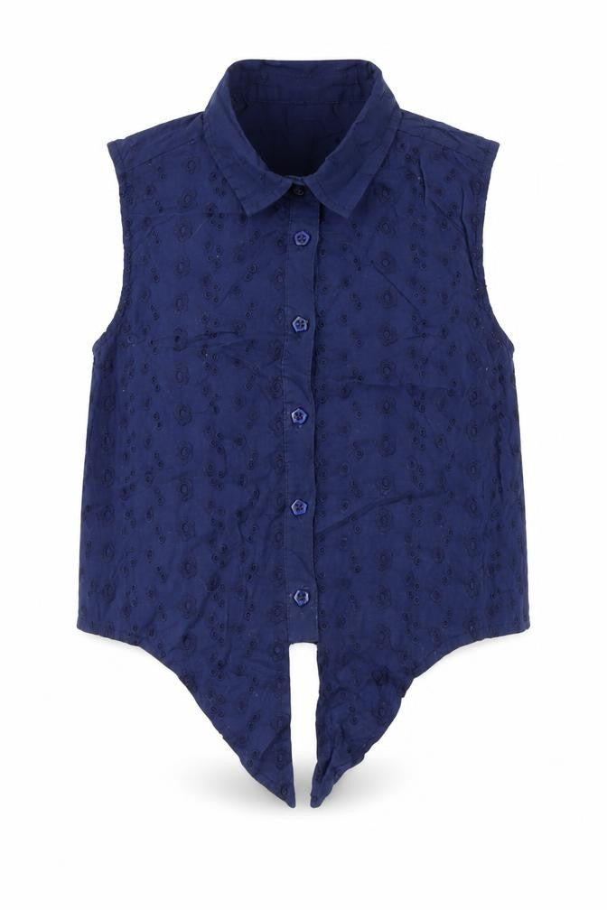 George Girls Black Floral Cotton Basic Button-Up Size 7-8 Years Collared Button