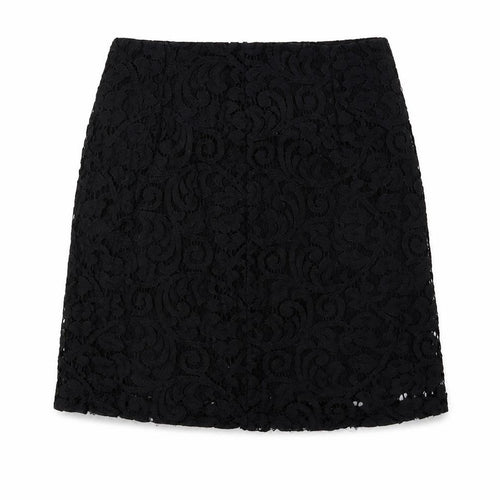 Mango Womens Black Geometric Polyester Mini Skirt Size 4 Zip