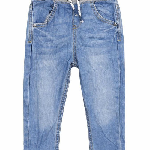 F&F Boys Blue Cotton Jogger Jeans Size 12-18 Months Drawstring