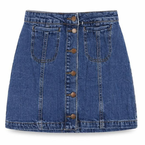 Topshop Womens Blue Cotton A-Line Skirt Size 26 in Button