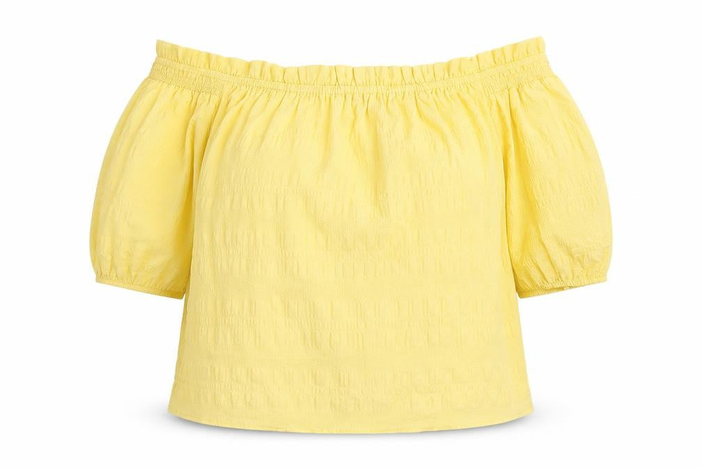 George Womens Yellow Polyester Basic Blouse Size 18 Off the Shoulder