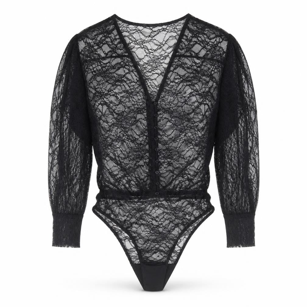Zara Womens Black Floral Polyester Bodysuit One-Piece Size XS Button