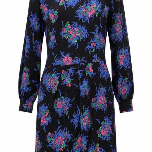 Liz Clairborne Womens Multicoloured Floral Rayon A-Line Size 6 Round Neck Zip