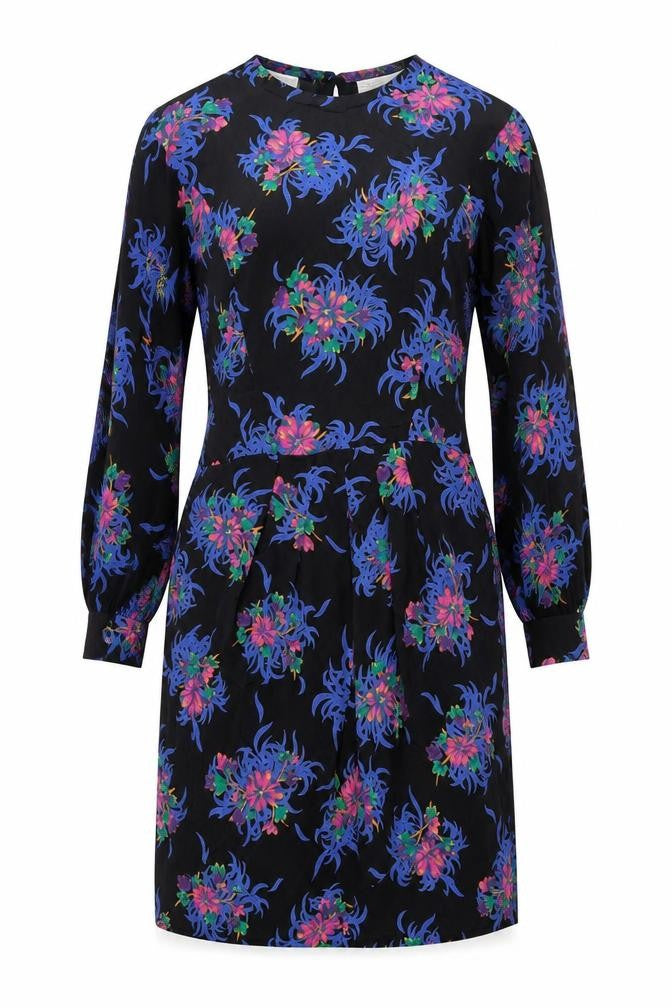 Liz Clairborne Womens Multicoloured Floral Rayon A-Line Size 6 Round Neck Zip