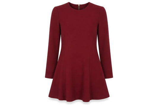 Front view of Primark women’s red polyester a-line, size UK 8, round neck zip