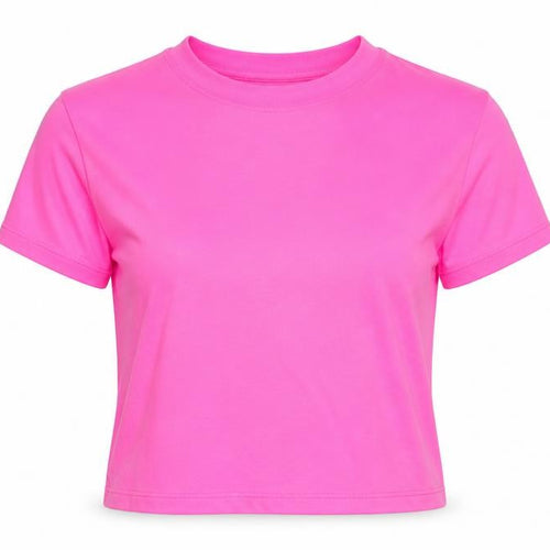 Preworn Womens Pink Polyester Cropped T-Shirt Size S Round Neck