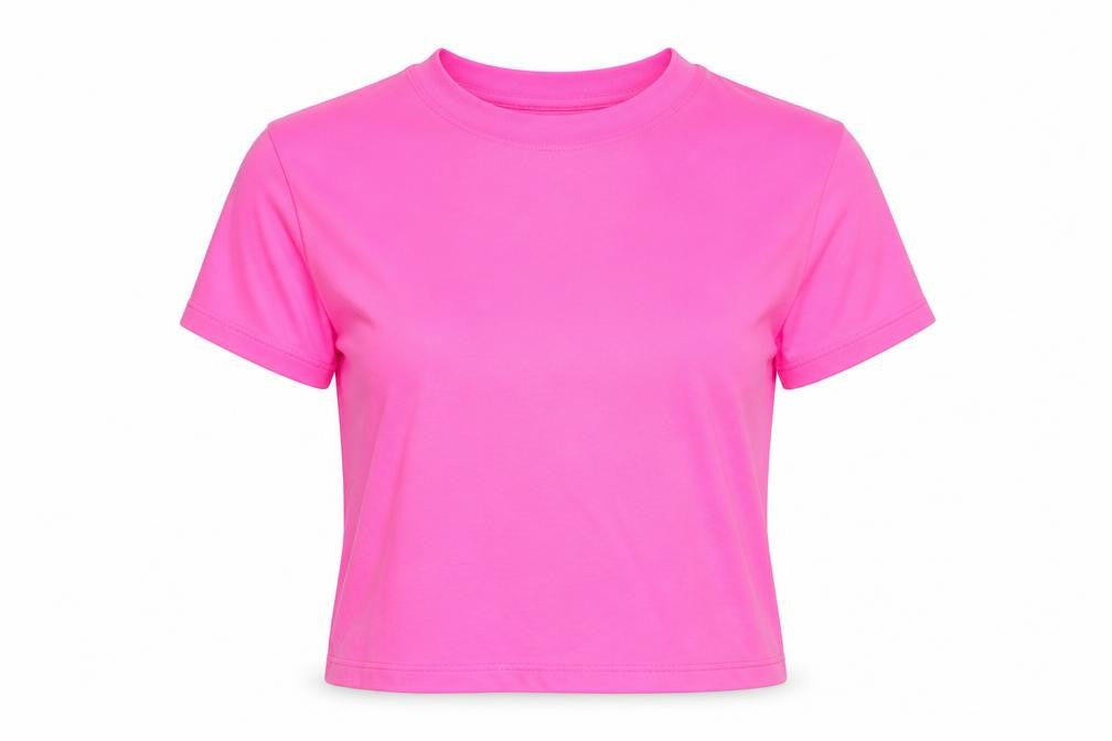 Preworn Womens Pink Polyester Cropped T-Shirt Size S Round Neck