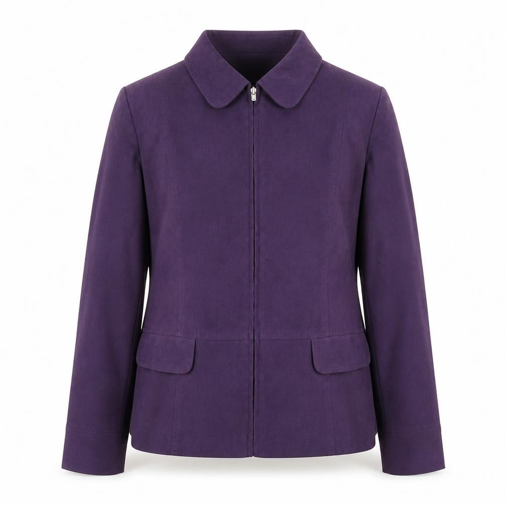 Front view of Damart women’s purple jacket, size UK 16, zip