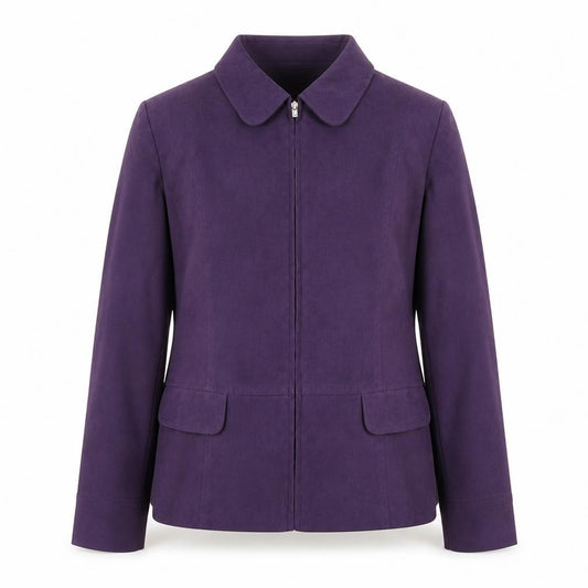 Front view of Damart women’s purple jacket, size UK 16, zip