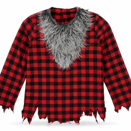 Christys Dress Up Boys Red Gingham Polyester Basic T-Shirt Size 9-10 Years Round Neck Hook & Loop - Werewolf Dress Up