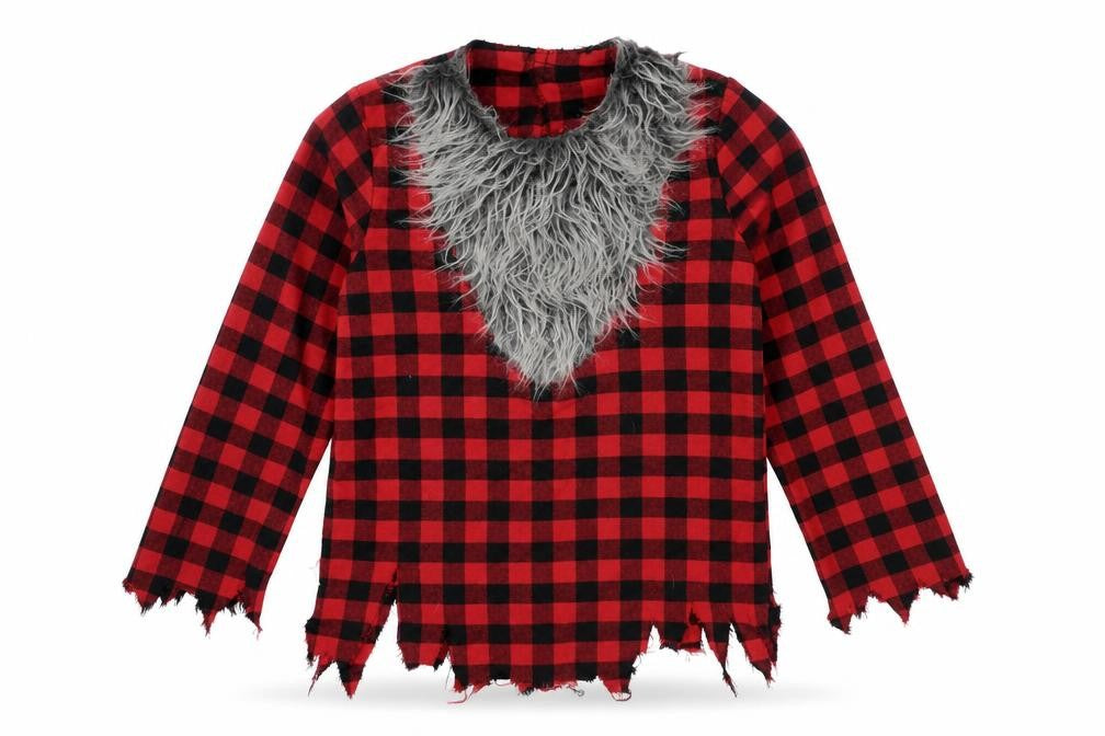 Christys Dress Up Boys Red Gingham Polyester Basic T-Shirt Size 9-10 Years Round Neck Hook & Loop - Werewolf Dress Up
