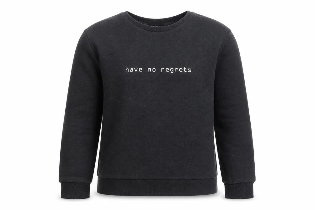 Front view of Primark women’s grey cotton pullover sweatshirt, size UK 4, pullover - have no regrets