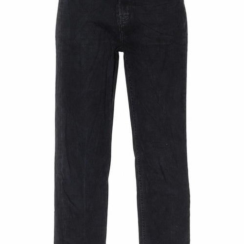 Denim & Co. Womens Black Cotton Straight Jeans Size 6 L28 in Regular Button