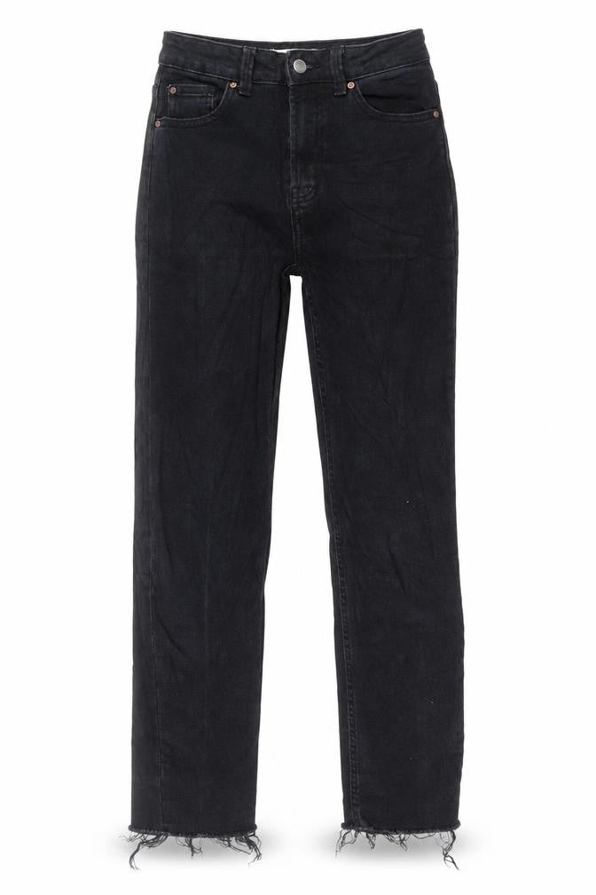 Denim & Co. Womens Black Cotton Straight Jeans Size 6 L28 in Regular Button