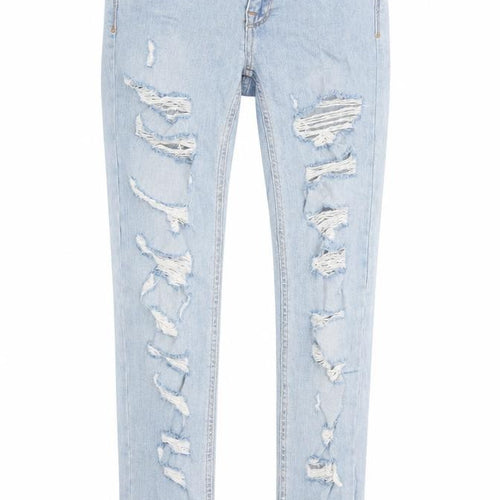 Pull&Bear Womens Blue Cotton Skinny Jeans Size 6 L29 in Regular Button