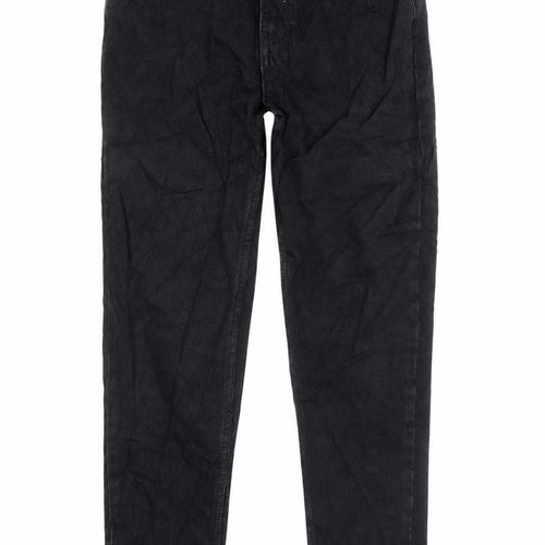 Denim & Co. Womens Black Cotton Straight Jeans Size 8 L27 in Regular Button
