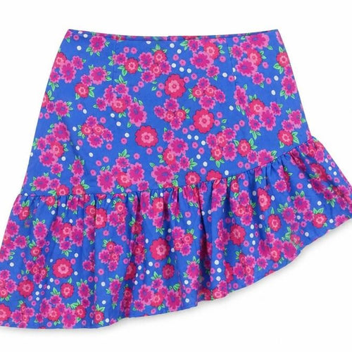 Boohoo Womens Blue Floral Polyester Skater Skirt Size 10 Zip