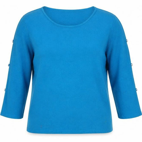 For Women Womens Blue Round Neck Viscose Pullover Jumper Size 16 - Cut out arms