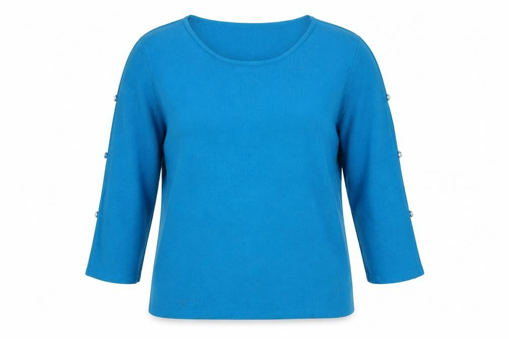 For Women Womens Blue Round Neck Viscose Pullover Jumper Size 16 - Cut out arms