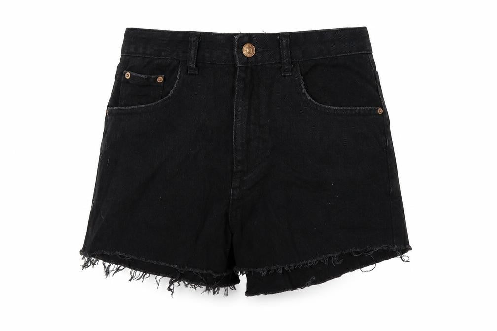 Glamorous Womens Black 100% Cotton Hot Pants Shorts Size XS Regular Zip