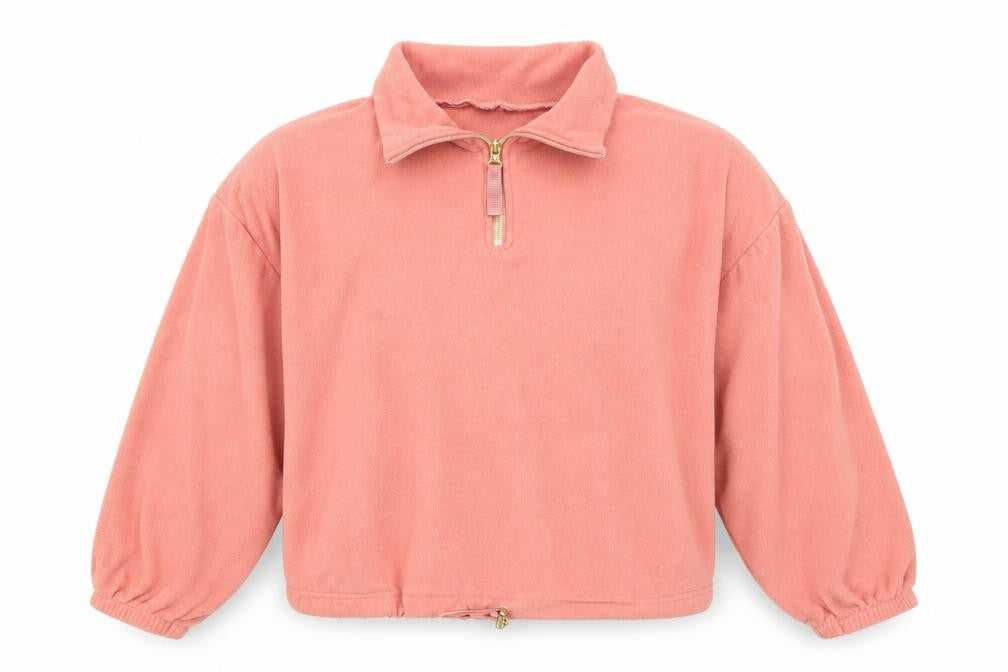 Front view of F&F women’s pink polyester pullover sweatshirt, size M, zip
