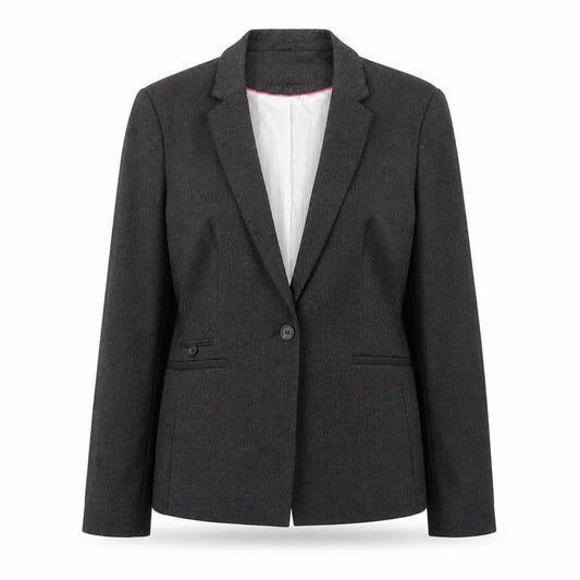 Front view of Next women’s grey polyester jacket blazer, size UK 14