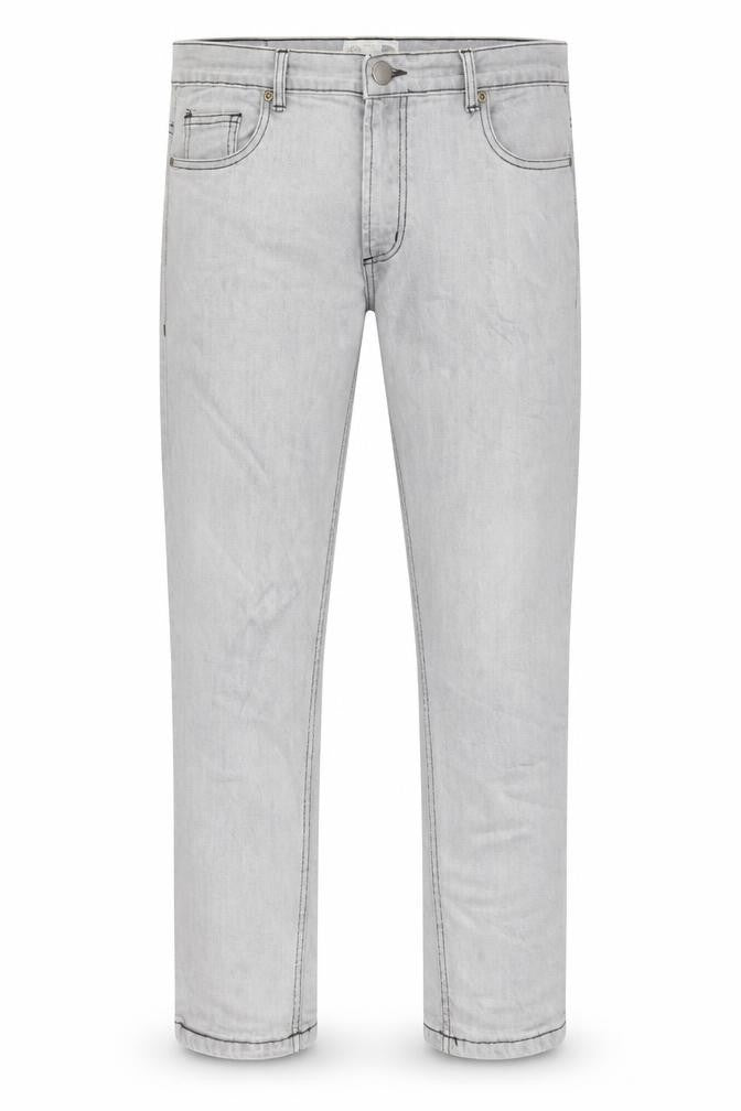 Redtag Mens Grey Cotton Straight Jeans Size 34 in L32 in Regular Button