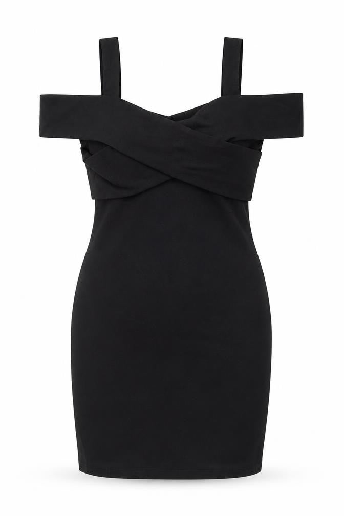 By The Way Womens Black Polyester Bodycon Size XS V-Neck Pullover - Cold Shoulder Detail