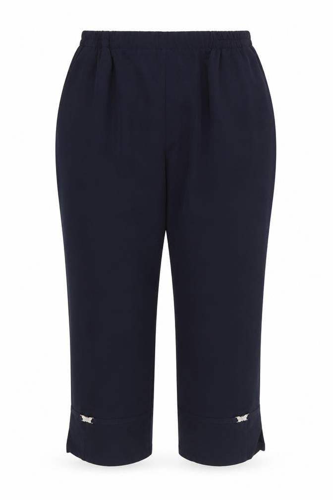 Afibel Womens Blue Polyester Cropped Trousers Size 14 L22 in Regular - Butterfly