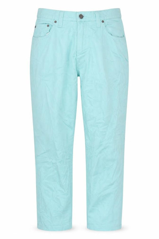 Front view of Falmer Heritage women’s blue cotton straight jeans, size UK 14, 27-inch leg regular zip