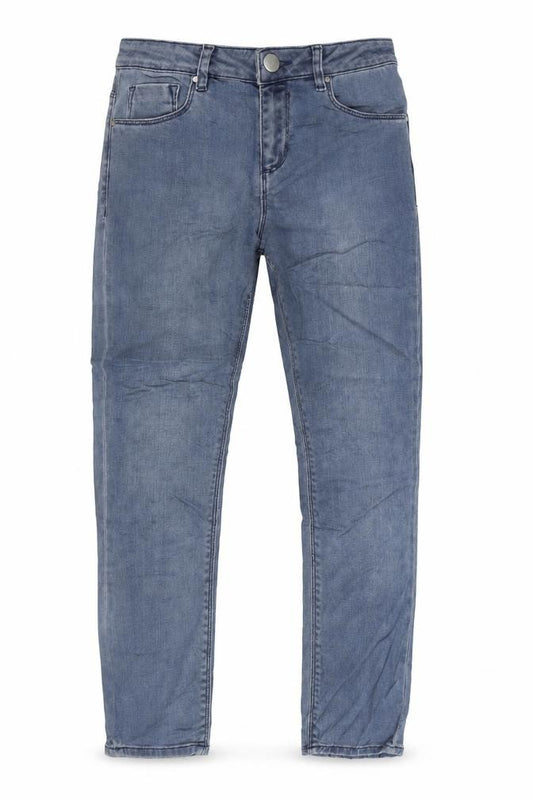 Front view of ASOS women’s blue cotton skinny jeans, size UK 26, in, 28-inch leg regular