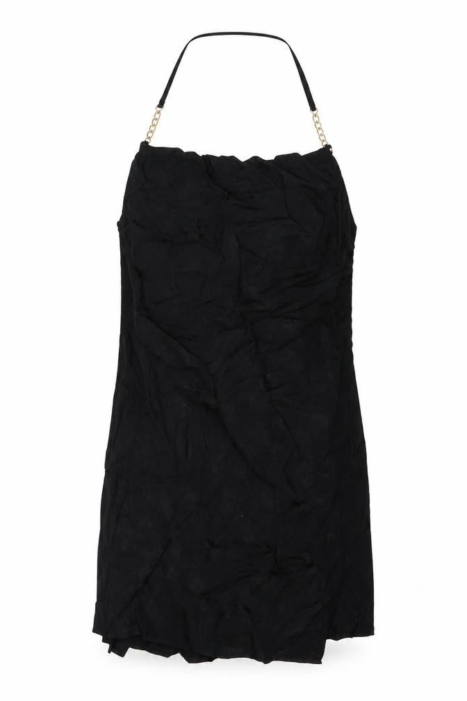 Front view of Zara women’s black floral viscose shift, size XS, square neck pullover