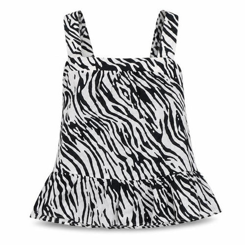 Marks and Spencer Womens White Animal Print Cotton Basic Blouse Size 8 Square Neck - Zebra Print