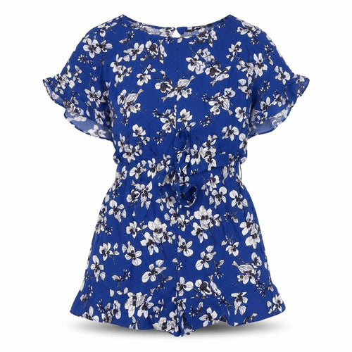 French Connection Womens Blue Floral Viscose Playsuit One-Piece Size 6 L3 in Button