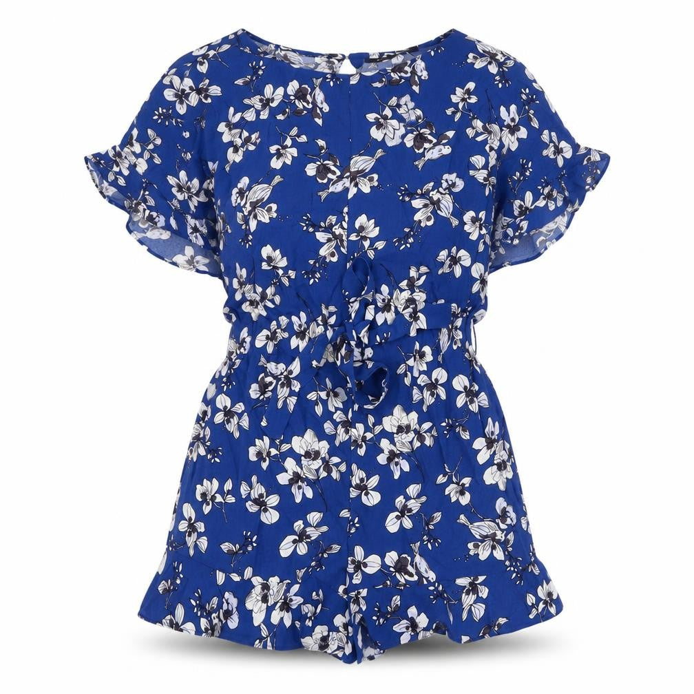 French Connection Womens Blue Floral Viscose Playsuit One-Piece Size 6 L3 in Button