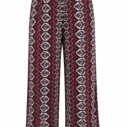 Breeze Eve Womens Purple Geometric Cotton Trousers Size S L27 in Regular Drawstring