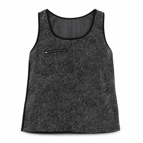 Clements Ribeiro Womens Black Geometric Polyester Camisole Tank Size M Round Neck