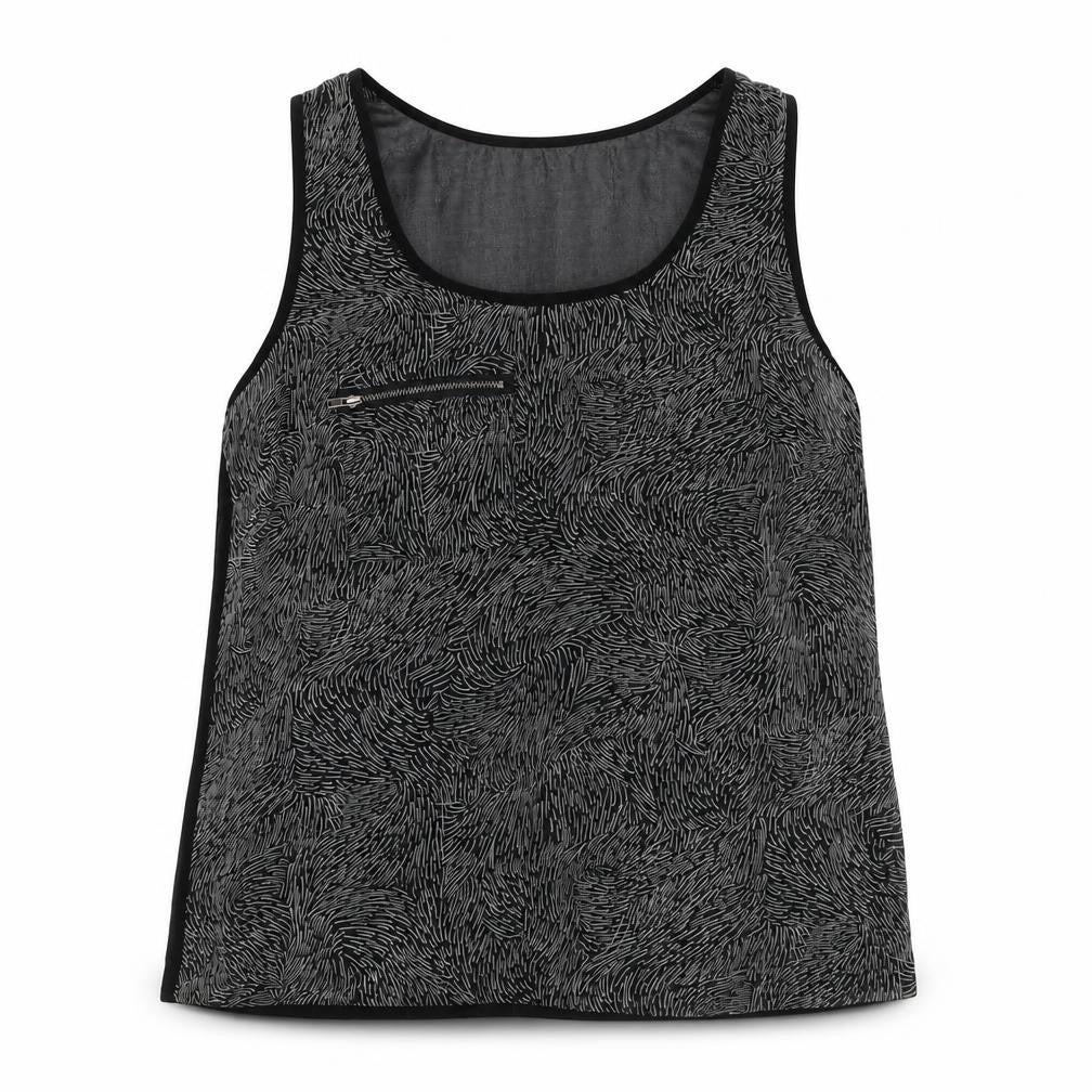 Clements Ribeiro Womens Black Geometric Polyester Camisole Tank Size M Round Neck