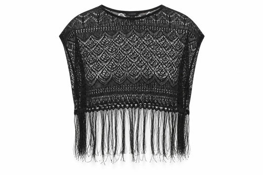 Front view of Atmosphere women’s black geometric polyester basic blouse, size UK 6, round neck