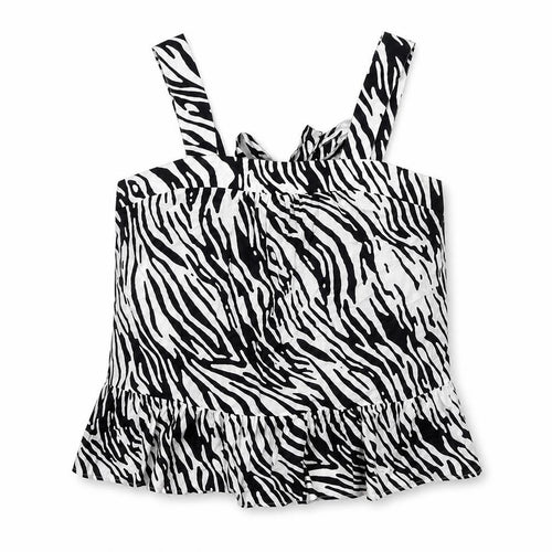Marks and Spencer Womens White Animal Print Cotton Basic Blouse Size 16 Square Neck - Zebra Print