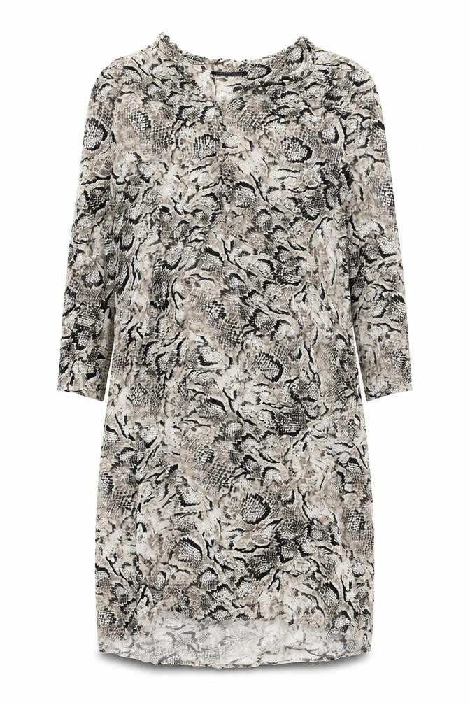 Marks and Spencer Womens Beige Animal Print Viscose Shift Size M V-Neck Pullover - Snake Print