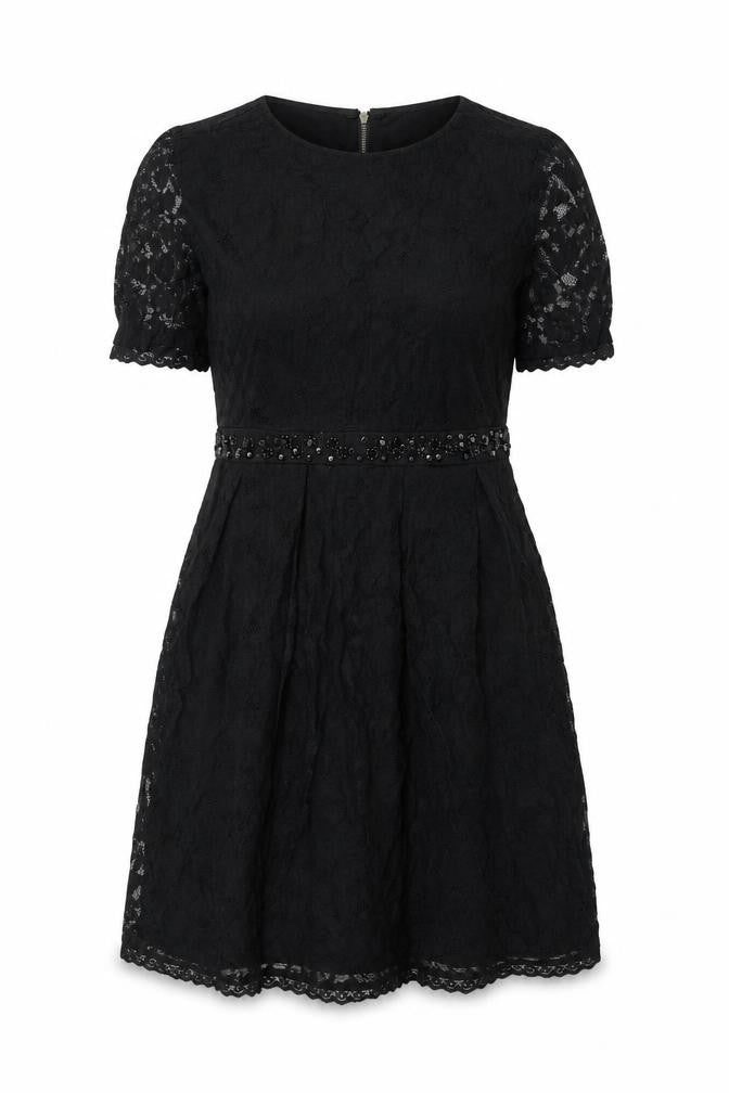 Yumi Womens Black Floral Nylon Shift Size 10 Round Neck Zip