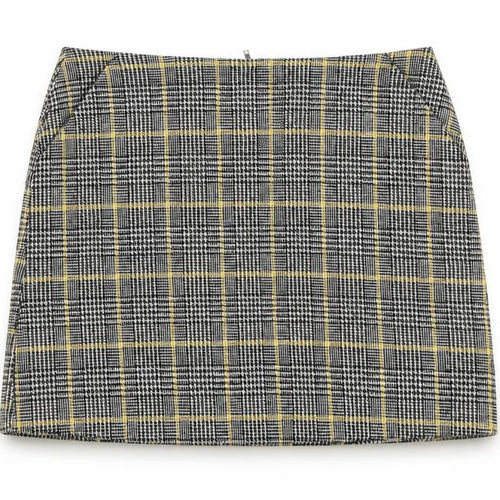 Brand Attic Womens Black Plaid Polyester A-Line Skirt Size 8 Zip