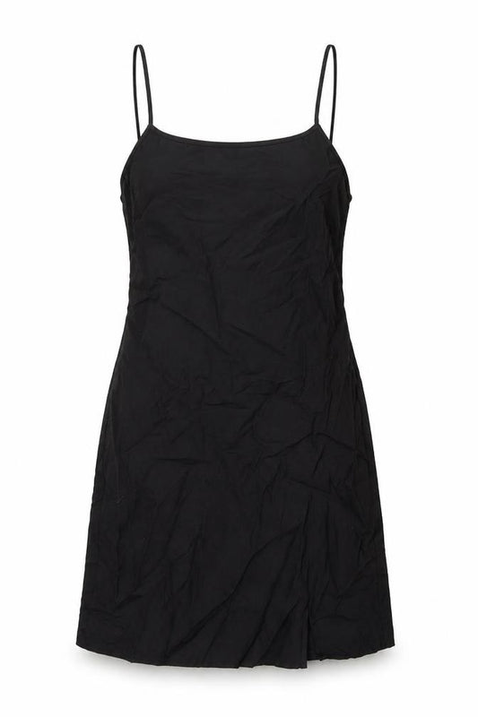 Front view of ASOS women’s black viscose mini, size UK 8, square neck pullover