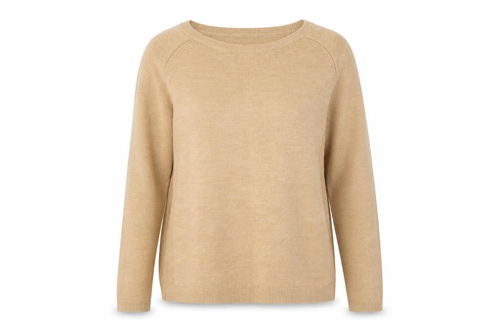 Marks and Spencer Womens Beige Round Neck Acrylic Pullover Jumper Size 16